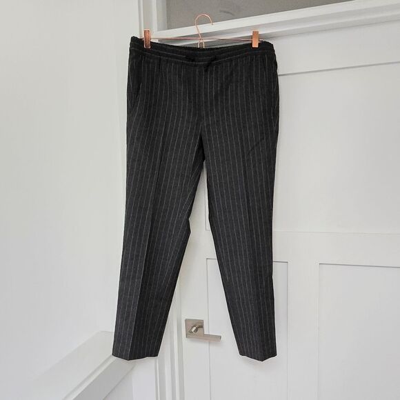 Sandro Wool Pinstripe Straight Leg Pants in Anthracite - Picture 4 of 11